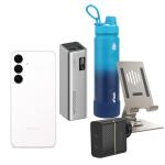 Samsung Galaxy S25 FE 5G Dual SIM Smartphone - 8GB+128GB - White - Bonus CUKTECH No.15 SE 20000mAh Power Bank, Otterbox 50W Wall Charger,Momax Phone Stand,AquaFlask Dream 22oz Water Bottle - Dawn (Worth $259)