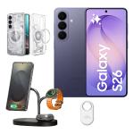 Samsung Galaxy S26 5G Dual SIM Smartphone - 12GB+256GB - Violet - Bonus Samsung 3-in-1 Qi2 Charging Dock, Galaxy SmartTag2 (White) & Spigen S26 5G Ultra Hybrid MagFit Zero One Case (Worth $377)