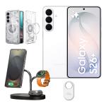 Samsung Galaxy S26+ 5G Dual SIM Smartphone - 12GB+256GB - White - Bonus Samsung 3-in-1 Qi2 Charging Dock, Galaxy SmartTag2 (White) & Spigen S26+ 5G Ultra Hybrid MagFit Zero One Case (Worth $377)
