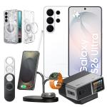 Samsung Galaxy S26 Ultra 5G Dual SIM Smartphone - 12GB+256GB - White - Bonus CUKTECH 300W Charging Station, Galaxy SmartTag2(4 Pack), Spigen Zero One Case, Samsung 3in1 Wireless Charging Dock (Worth $836)