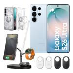 Samsung Galaxy S26 Ultra 5G Dual SIM Smartphone - 12GB+512GB - Light Blue - Bonus Samsung 3-in-1 Qi2 Charging Dock, Galaxy SmartTag2 (4 Pack) & Spigen S26 Ultra 5G Ultra Hybrid MagFit Zero One Case (Worth $487)