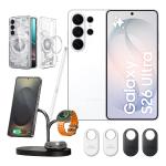 Samsung Galaxy S26 Ultra 5G Dual SIM Smartphone - 16GB+1TB - White - Bonus Samsung 3-in-1 Qi2 Charging Dock, Galaxy SmartTag2 (4 Pack) & Spigen S26 Ultra 5G Ultra Hybrid MagFit Zero One Case (Worth $487)