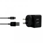 3SIXT 3.4A USB AC Charger - Black 1m Micro USB Cable