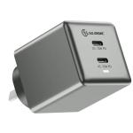 Alogic WCG2X70SGR-ANZ 2X70 Rapid Power 70W GaN Charger - 2xUSB-C can charge a variety of mid-power USB-C devices, including MacBook Airs, iPads Nintendo Switch or even notebook/laptops