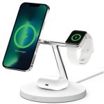 Belkin 3-in-1 Wireless Charging Stand with MagSafe 15W - White,