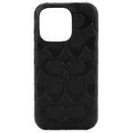 COACH iPhone 14 Pro (6.1") Leather Slim Wrap Case - Black Pebled Leather Slim Shape & Lightweight - Leather - Wireless / MagSafe Charging Compatible