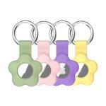 AirTag Silicone Flower Key Ring (2nd Gen/1 Gen) - 4 Pack Green / Pink / Purple / Yellow