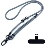 7mm Adjustable Mobile Phone Lanyard - Light Grey Detachable Nylon Crossbody Lanyard (Phone Case Sold Separately)