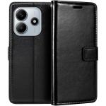 Xiaomi Redmi Note 14 4G/5G Flip Wallet Case - Black 3 Card Slots - Cash Compartment - Magnetic Clip