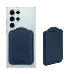 Magnetic PU Leather Wallet Card Holder - Navy Blue - Fit 2-3 cards - Compatible for Samsung Galaxy S26/S26+/S26Ultra/S25/S25+/S25Ultra/Fold7/Flip7 Magentic Case and iPhone 17/16/15/14/13/12 Series