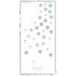 Kate Spade New York Galaxy S22 Ultra 5G Defensive Hardshell Case - Scattered Flowers Iridescent / Clear / Gems / White Bumper