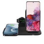 Mophie 15W Wireless Charging Stand - Black, Charge up to Three Devices Simultaneously (2 by Wireless charging + 1 USB Wired charging) Includes Apple Watch Charging Stand and Wall Adapter, USB-A Port