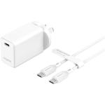 Mophie Essential 30W PD Single Port Wall Charger Bundle - White, 1 USB-C Port, 1M USB-C to USB-C Cable, Up to 30W Fast Charging Apple iPhones, Samsung Smart Phones, Solid Construction