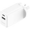 Mophie Essential 30W PD Dual Port Wall Charger - White, 1 USB-C, 1 USB-A Up to 30W Fast Charging Apple iPhones, Samsung Smart Phones, Solid Construction