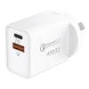 Momax 30W USB-C PD Wall Charger - White, Up to 20W PD Fast Charging for Apple iPhone 15/14/13/12/11/XS/8 Series, Support Samsung 25W Super Fast Charging, Dual Output (USB-C PD & USB-A), 30W (Max) Fast Charging, Safe & Reliable