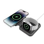 Momax Magsafe 20w 2-in-1 Travel Wireless Charger - Grey - Apple Magsafe Certified, Foldable Compact Design, Made for MagSafe & Apple Watch