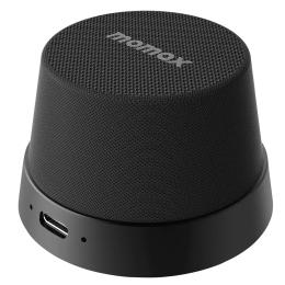 Momax 2 in 1 Magnetic Portable True Wireless Speaker Phone Stand - Black - IPX6 Water Resistant, Magnetic & Compact Attachment Design, Fit For iPhones with Magsafe or Magnetic Phone Cases, Double as a Phone Stand