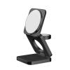Momax 3-in-1 Qi2 15W Magnetic Wireless Foldable Charging Stand - Black - Qi2 Certified - Made for Apple Watch Certified - Fast Wireless charging of iPhone or Qi-compatible phones, Apple Watch & AirPods, Patented, foldable compact design for