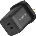 OtterBox 78-81348 Standard UK Wall Charger 65W GaN - 1X USB-C 45W + 1X USB-C 20W USB-PD Black