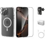 RockRose iPhone 16 Pro Max ( 6.9" ) 6 in 1 Colletction Kit Includes 30W Power Adaptor - 1M 100W USB-C Cable - Magsafe Wireless Car Charger - Magsafe Phone Case - Screen Protector - Camera Lens Screen Protector