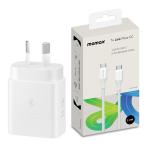 Samsung 25W USB-C PD Fast Charging GaN Wall Charger - White With Momax 1-Link Flow 100W 2M USB-C To USB-C PD Fast Charging Cable White - Support Samsung Super Fast Charge & iPhone PD Fast Charging