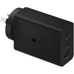 Samsung 65W PD Fast Charging Trio Wall Charger - Black, Three output (USB-C PD x 2 & USB-A) Super Fast Charge Galaxy S25/S24 / Fold6 / Flip6 / S23 / S22 / Galaxy A Series - Supports iPhone PD Fast Charging