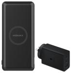 Samsung 65W PD Fast Charging Trio - Black, Three output Wall Charger (USB-C PD x 2 & USB-A) & Momax 10000mAh Premium USB-C PD & Wireless Fast Charging Power Bank
