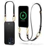 Spigen iPhone 15 Pro Max (6.7") Cyrill Classic Charm Mag Case with Strap - Black Vegan Leather