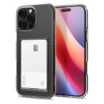 Spigen iPhone 16 Pro (6.3") Crystal Card Slot Case - Slim Transparent Built in Card Slot - Premium TPU Super Lightweight - Air-Cushion Technology
