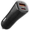 Spigen Essential 48W Dual Output Car Charger - Black- - 30W USB-C &18W USB-A Output - Fast Charging Apple,Samsung Devices - Compatible PD/PPS/Qualcomm Fast Charge Protocols