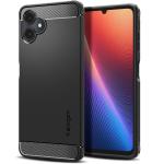 Spigen Galaxy A06 4G (2024) Rugged Armor Case - Matte Black Durable Mechanical Design - Air Cushion Technology (Military-Grade Protection) - Carbon Fiber Design