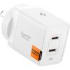 Spigen Essential 47W USB-C PD GaN Fast Charging Wall Charger - White - Max 47W output - Dual USB-C Ports - Support Apple 40W Fast Charging, Samsung 45W & Google Pixel Charging - PD Fast charging smartphones & tablets