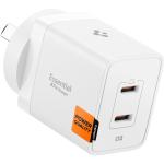 Spigen Essential 47W USB-C PD GaN Fast Charging Wall Charger - White - Max 47W output - Dual USB-C Ports - Support Apple 40W Fast Charging, Samsung 45W Super Charge 2.0 - PD Fast charging smartphones & tablets