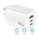 Sansai HW-344E PD45W+QC3.0, A+C+C Charger 3X faster charging with GaN technology