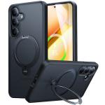 Torras Galaxy S25 5G Ostand Spin Case - Black All in One: Magnetic / Stand / Ring Holder - 360 Spin