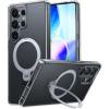 Torras Galaxy S25 Ultra 5G Ostand Spin Case - Clear All in One: Magnetic / Stand / Ring Holder - 360 Spin