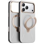 Torras iPhone 17 Pro (6.3") 2025 Ostand Spin VegSkin Case - Grey , Full Camera Control Button Coverage, Premium Vegan Leather, Fit for MagSafe