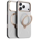 Torras iPhone 17 Pro Max (6.9") 2025 Ostand Spin VegSkin Case - Grey , Full Camera Control Button Coverage, Premium Vegan Leather, Fit for MagSafe