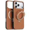 Torras iPhone 17 Pro Max (6.9") 2025 Ostand Spin VegSkin Case - Brown Full Camera Control Button Coverage - Premium Vegan Leather - Fit for MagSafe Torras iPhone 17 Pro Max (6.9") 2025 Ostand Spin VegSkin Case - Brown Full Camera Control Button Coverage - Premium Vegan Leather - Fit for MagSafe