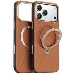 Torras iPhone 17 Pro Max (6.9") 2025 Ostand Spin VegSkin Case - Brown , Full Camera Control Button Coverage, Premium Vegan Leather, Fit for MagSafe