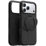 Torras iPhone 17 Pro (6.3") 2025 Ostand Spin Softune Case - Black Full Camera Control Button Coverage - Soft Liquid Silicone Cozy Grip - MagSafe Compatible - 360 Spin Kickstand