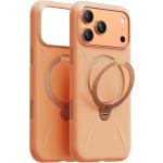 Torras iPhone 17 Pro (6.3") 2025 Ostand Spin Softune Case - Orange Full Camera Control Button Coverage - Soft Liquid Silicone Cozy Grip - MagSafe Compatible - 360 Spin Kickstand