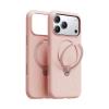 Torras iPhone 17 Pro Max (6.9") 2025 Ostand Spin Softune Case - Pink Full Camera Control Button Coverage - Soft Liquid Silicone Cozy Grip - MagSafe Compatible - 360 Spin Kickstand