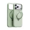 Torras iPhone 17 Pro (6.3") 2025 Ostand Spin Softune Case - Green Full Camera Control Button Coverage - Soft Liquid Silicone Cozy Grip - MagSafe Compatible - 360 Spin Kickstand