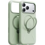 Torras iPhone 17 Pro (6.3") 2025 Ostand Spin Softune Case - Green Full Camera Control Button Coverage - Soft Liquid Silicone Cozy Grip - MagSafe Compatible - 360 Spin Kickstand