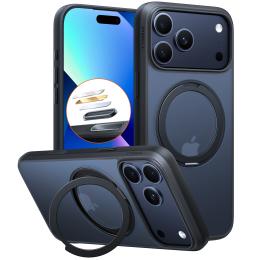 Torras iPhone 17 Pro Max (6.9") 2025 Ostand Pro Case - Black Full Camera Control Button Coverage - MagSafe Compatible - Military Grade Drop Protection - MagSafe Compatible - 360 Spin Kickstand