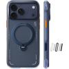 Torras iPhone 17 Pro (6.3") 2025 Ostand Spin Air Case - Navy Blue Full Camera Control Button Coverage - Upgraded Airbag Technology - Dot-matrix Anti-slip Design - Compatible with MagSafe Charging - 360&deg; Spin Stand