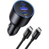 UGREEN 130W 3 Port Car Charger with 100W Cable 1m - 2x USB-C & USB-A USB-C1 30W + USB-C2 100W + USB-A 25W - Triple Port Charger Compatible with iPhone 15/15 Plus/15 Pro/15 Pro Max/ 14/13/12/11/iPad/Mac Book / Galaxy S22/S21/S20/S10/Note 20