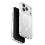Uniq iPhone 17 Pro (6.3") 2025 Magclick Charging Airsuit Case - Glossy Clear / White Built in Haptic Buttons - Compatible with Magnetic Wireless Charging
