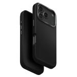 Uniq iPhone 17 Pro (6.3") 2025 Magclick Charging Lyden Case - Dallas Black Slim Premium Vegan Leather - Aluminum Camera Lens Bezel - Compatible with Magnetic Wireless Charging